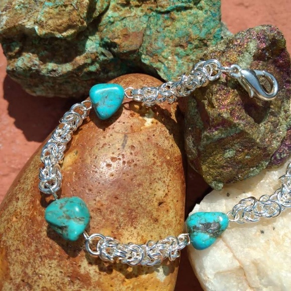 Handmade 99.9 Fine Silver Byzantine howlite - Picture 2 of 7